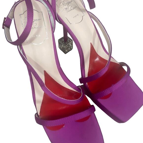 ROGER VIVIER NEW $2000 Cube strass 120 satin platform Sandals heels 38 US 8 - Picture 7 of 15